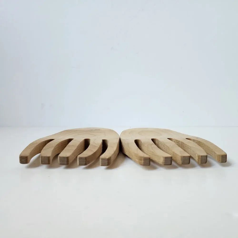 Grizzies Wooden Serving Salad Forks Tongs Tossing Spoon Made in Alaska